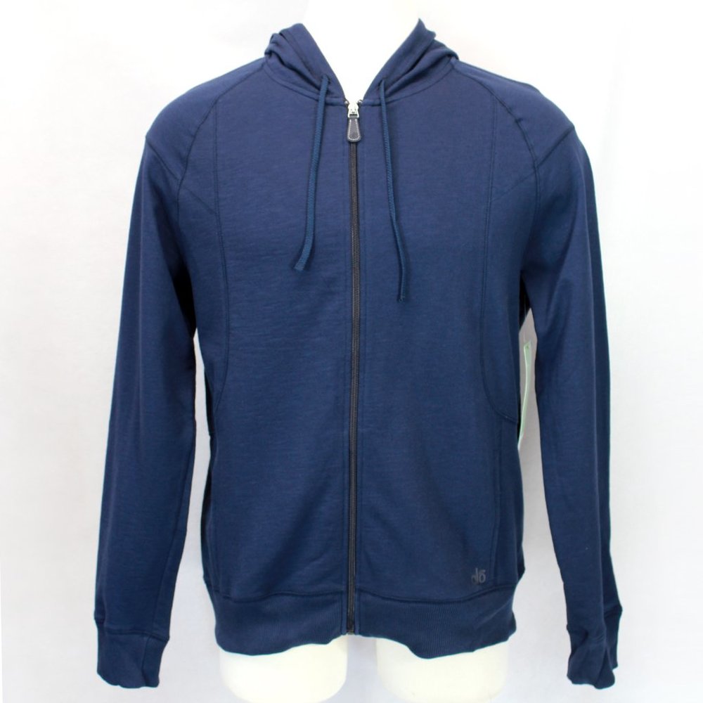 Men's Navy Zip Front Hooded Cardigan